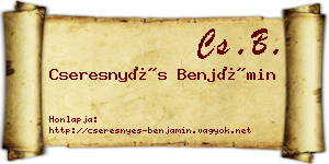Cseresnyés Benjámin névjegykártya